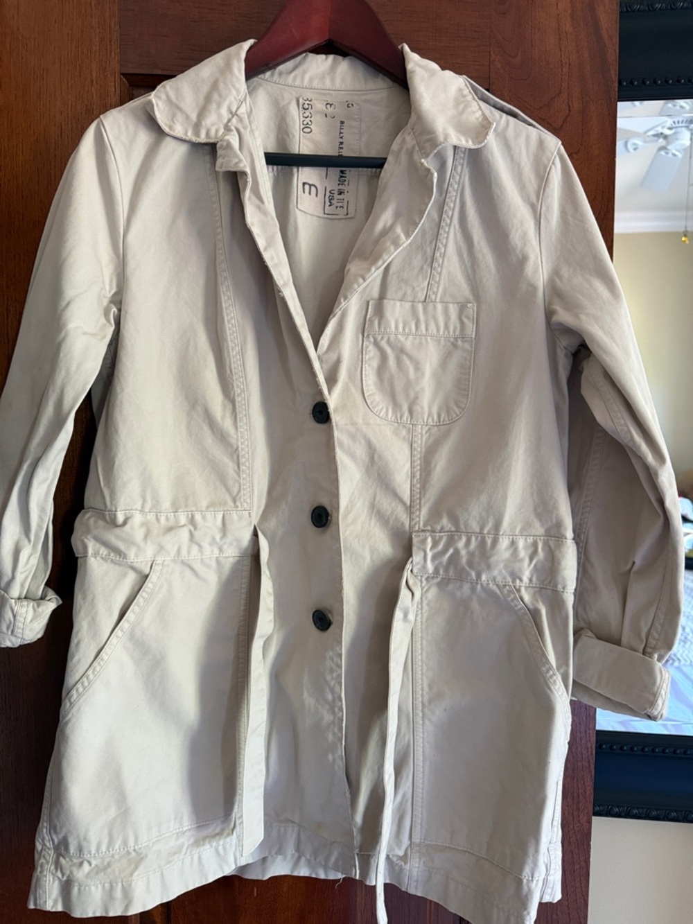 Billy Reid Cream Cotton Utility Trench type coat size Medium